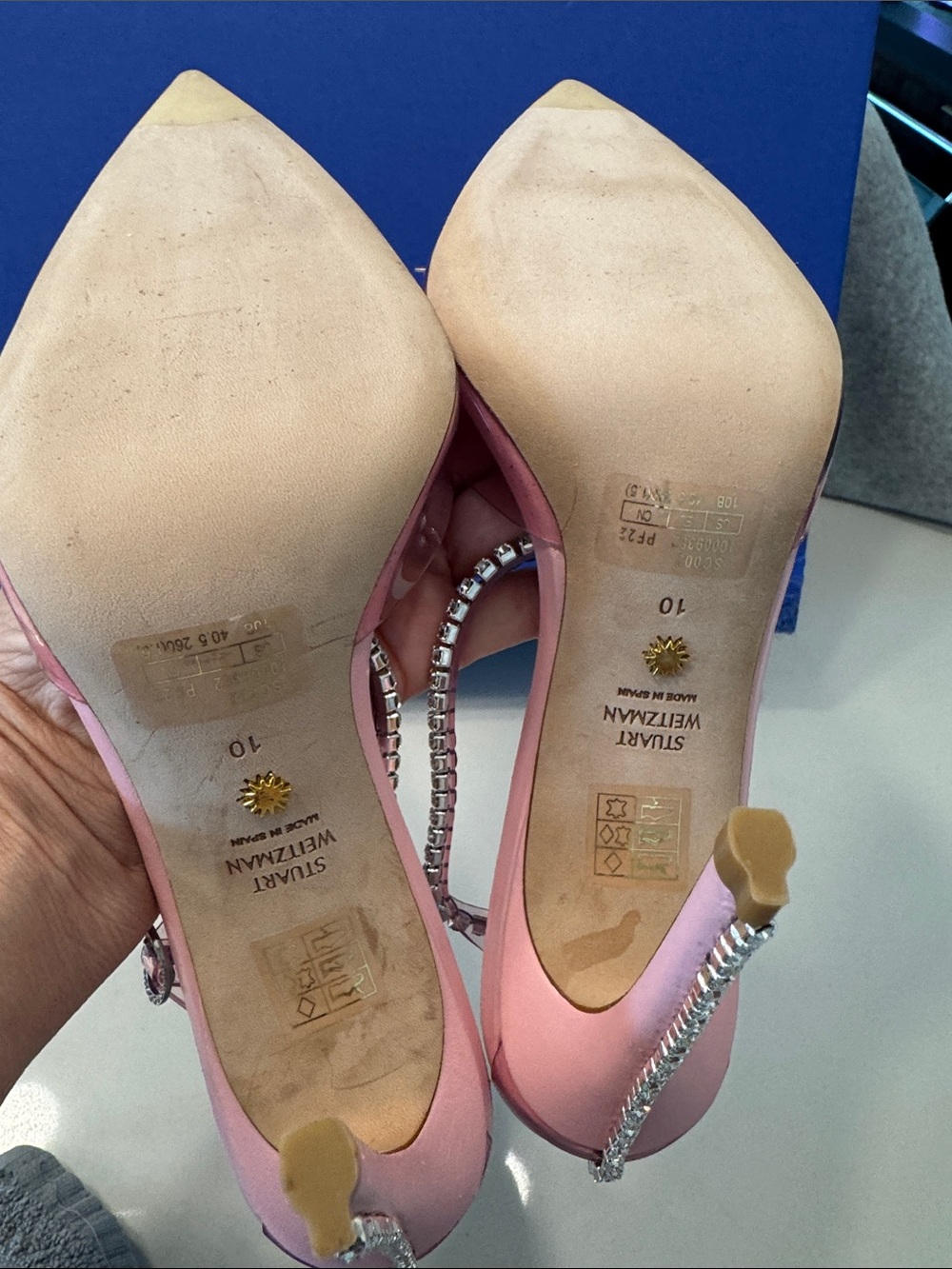 Stuart Weitzman Pink Crystal-Ankle PVC Pointed-Toe Pumps 10 - Picture 8 of 10
